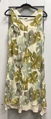 Click by Color Me Cotton Tropical Leaf Print Sleeveless Dress Size L
